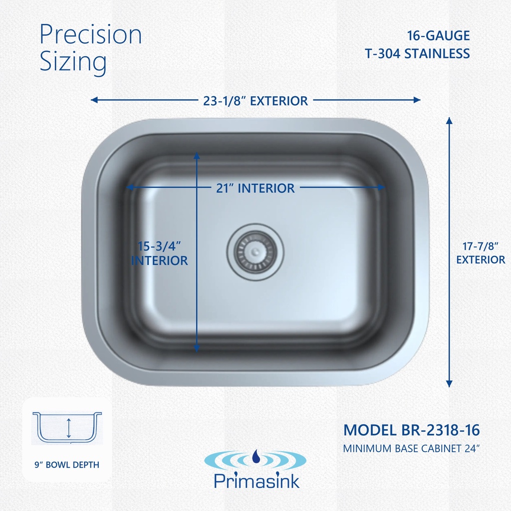 BR-2318-16 precision sizing - dimensions