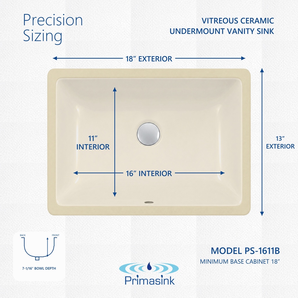 PS-1611B precision sizing - dimensions