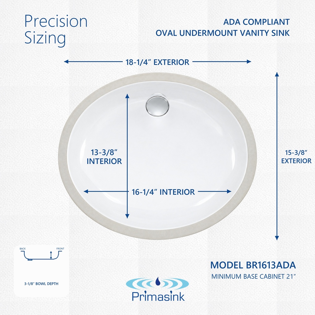 BR1613ADA precision sizing - dimensions