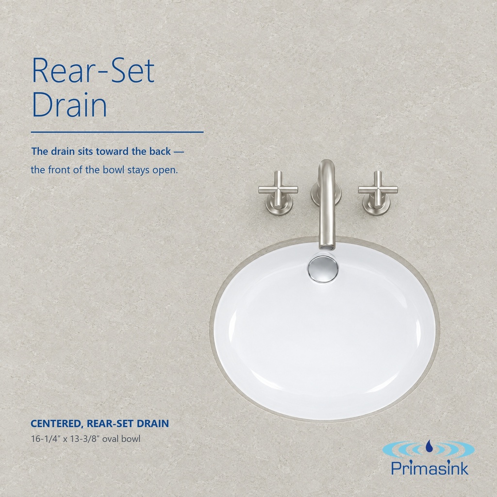 BR1613ADA rear-set drain - centered, rear-set drain
