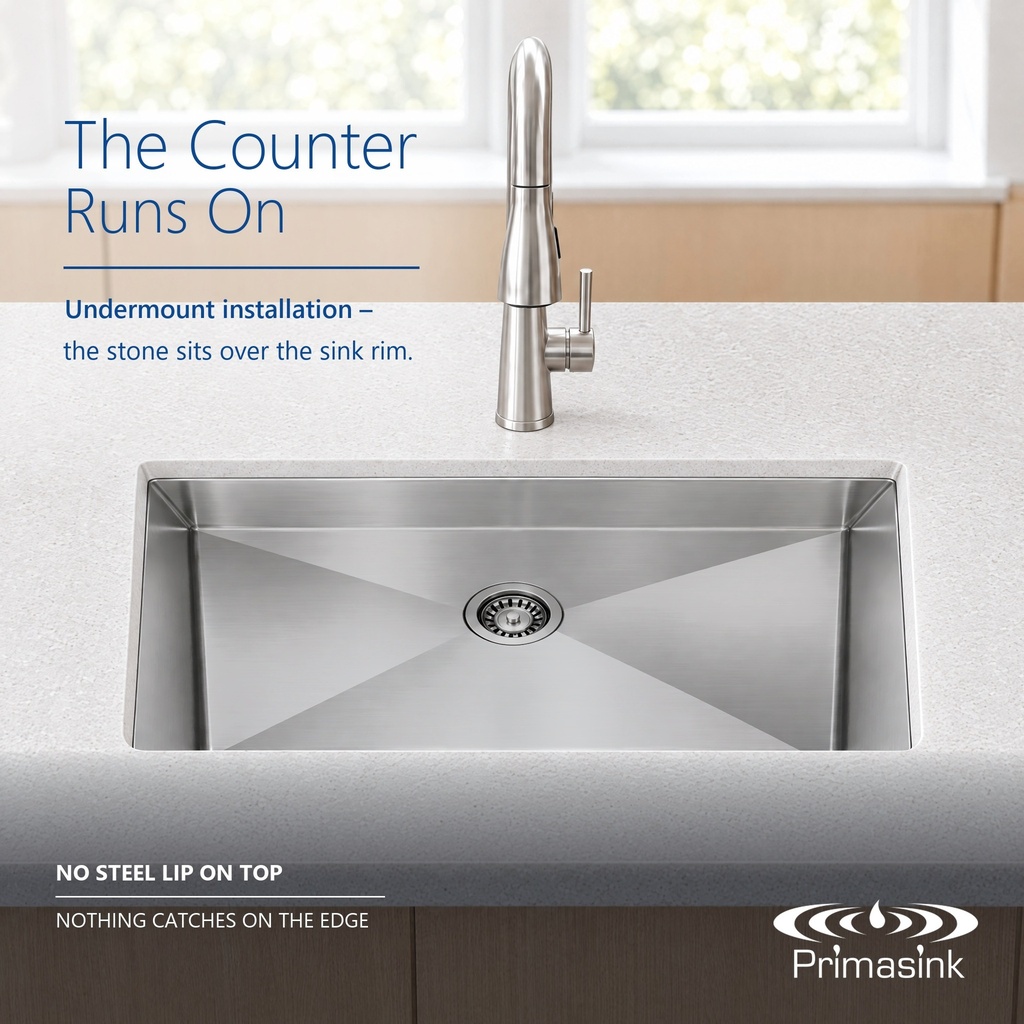 HM-3018 seamless undermount - the counter runs on