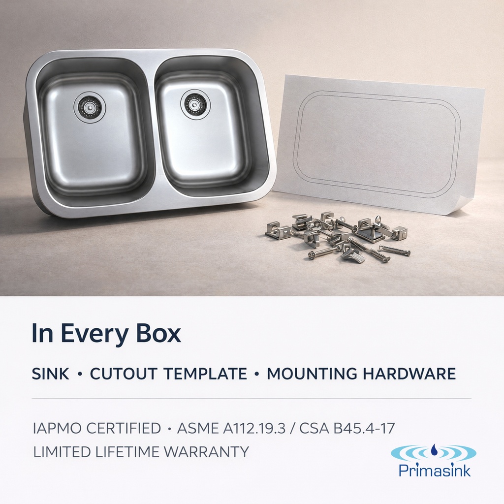 BR-3117-16 in every box - sink, cutout template, mounting hardware