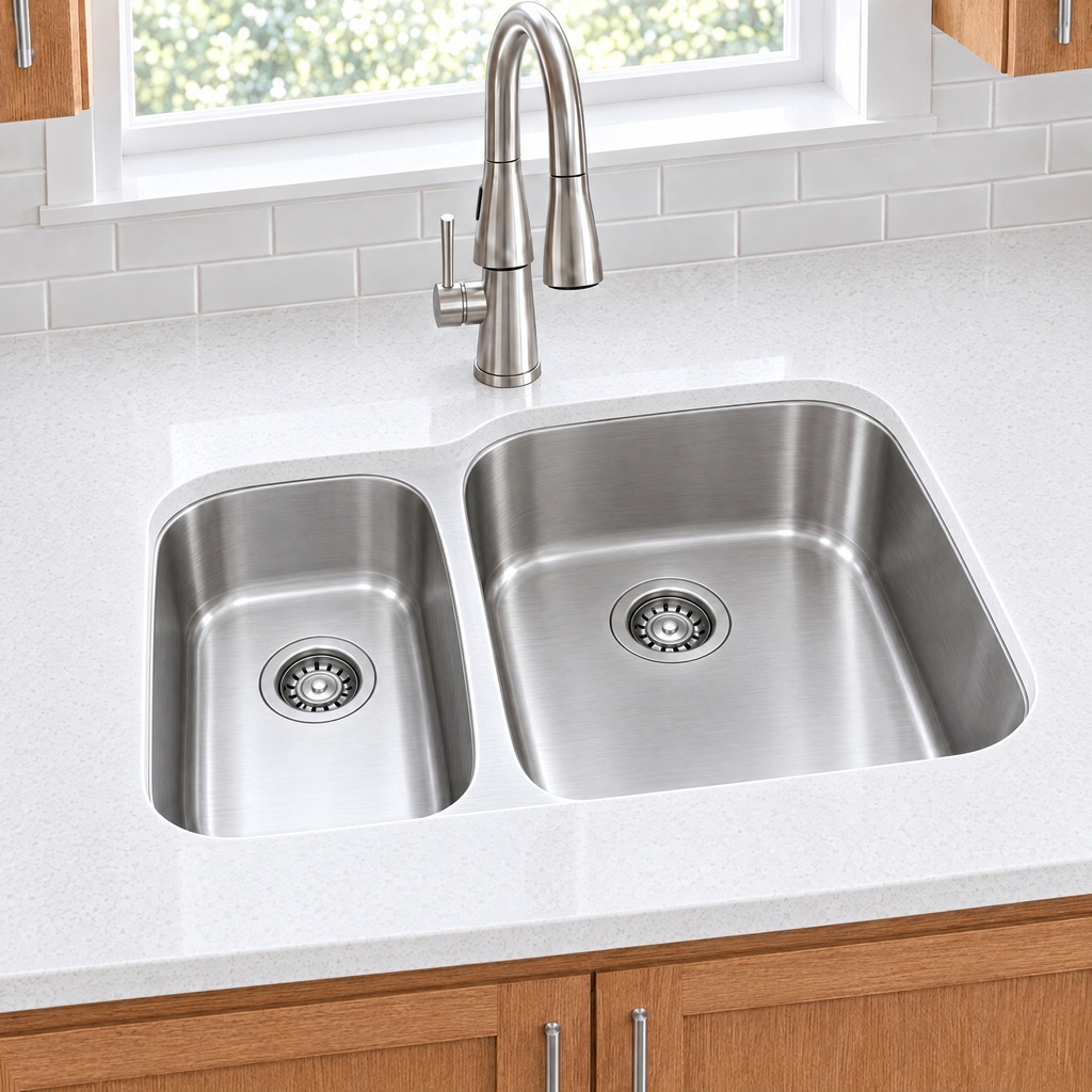 BR-3120R double bowl depth - angled view