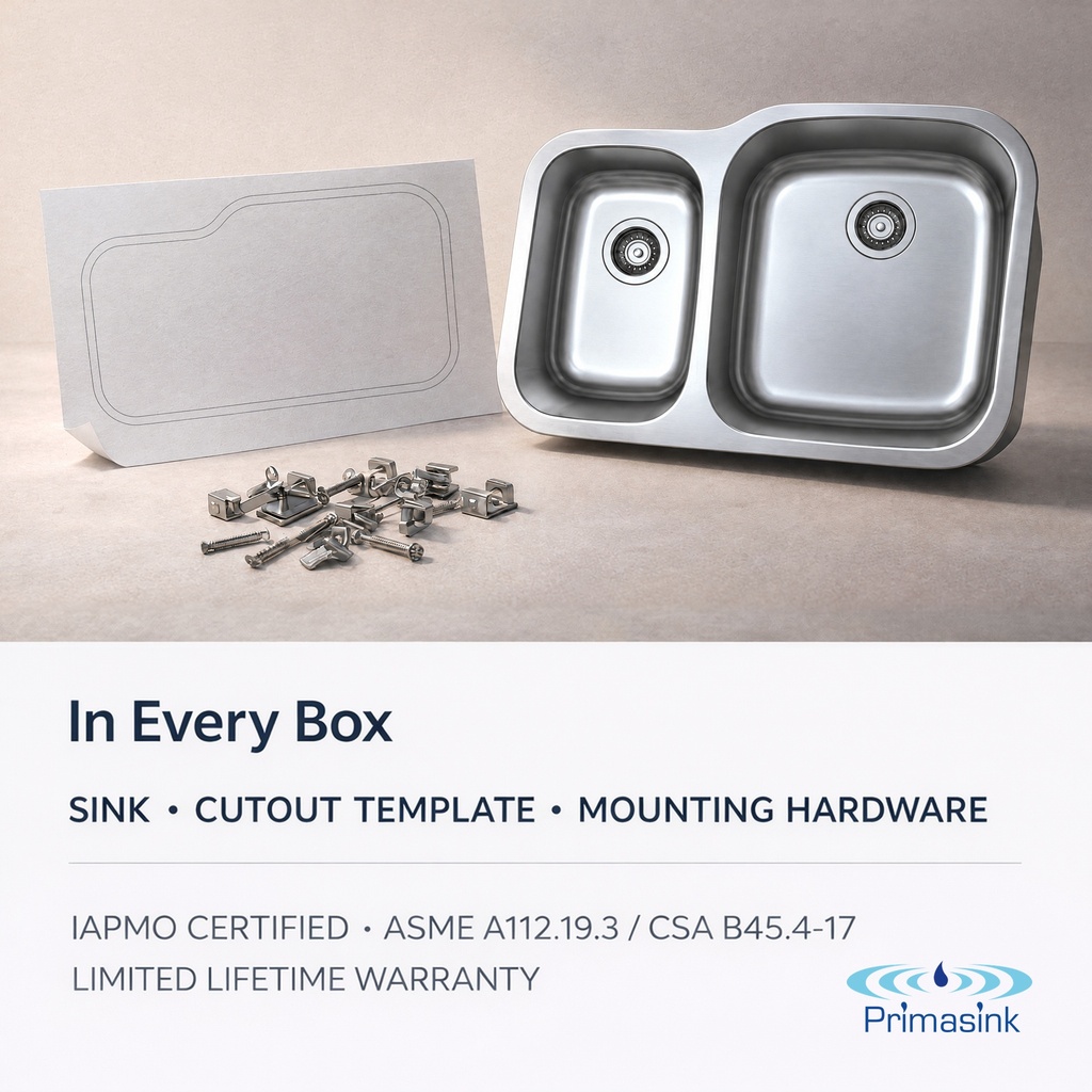 BR-3120R in every box - sink, cutout template, mounting hardware