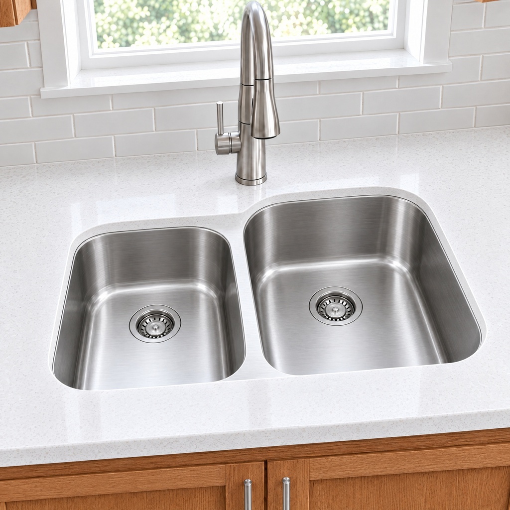 BR-3121R double bowl depth - angled view