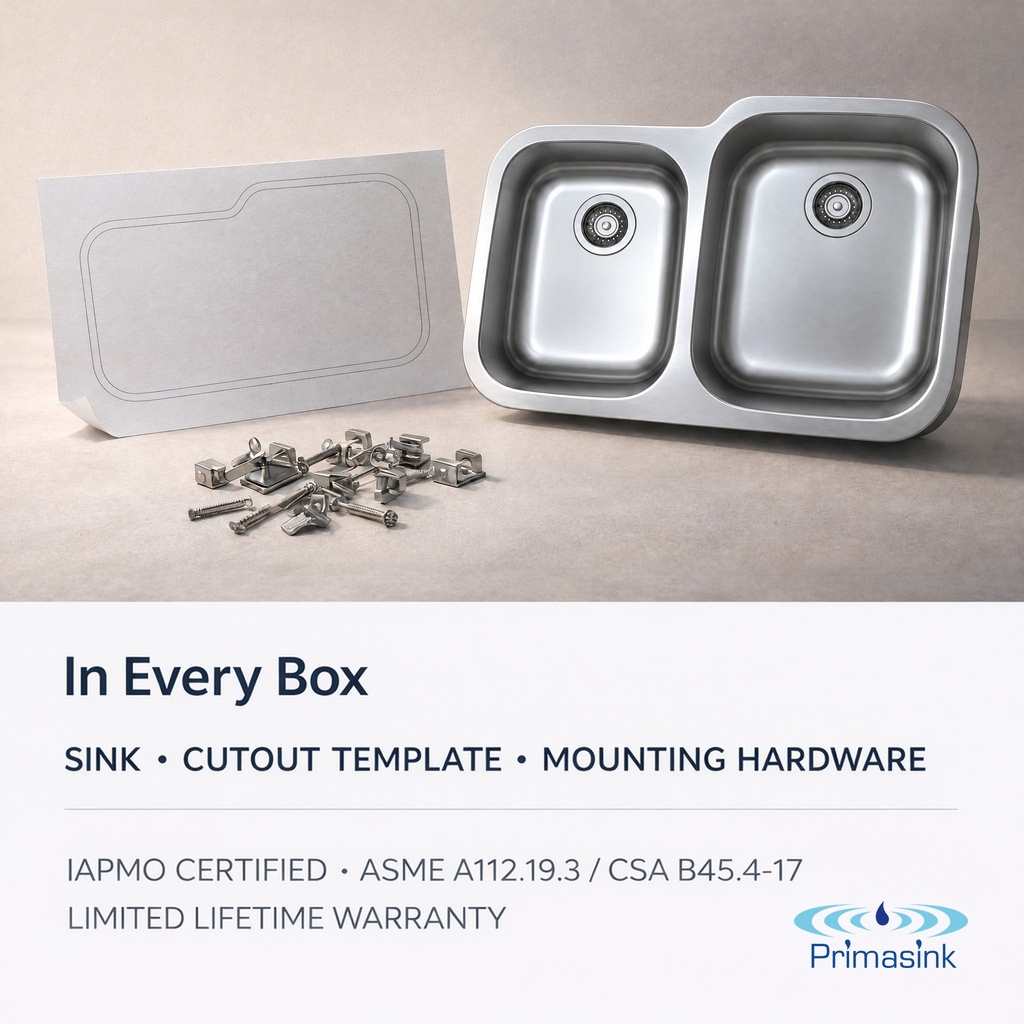 BR-3121R in every box - sink, cutout template, mounting hardware
