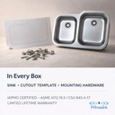 BR-3121R in every box - sink, cutout template, mounting hardware