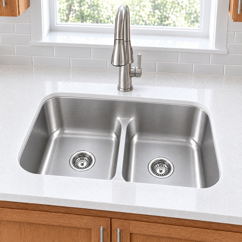 BR-3117LD double bowl depth - angled view