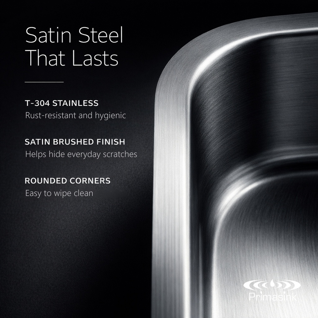 BR-3117LD satin steel - T-304, brushed finish, rounded corners