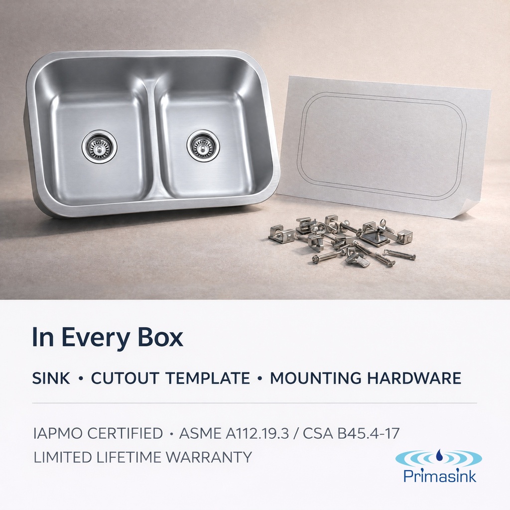 BR-3117LD in every box - sink, cutout template, mounting hardware