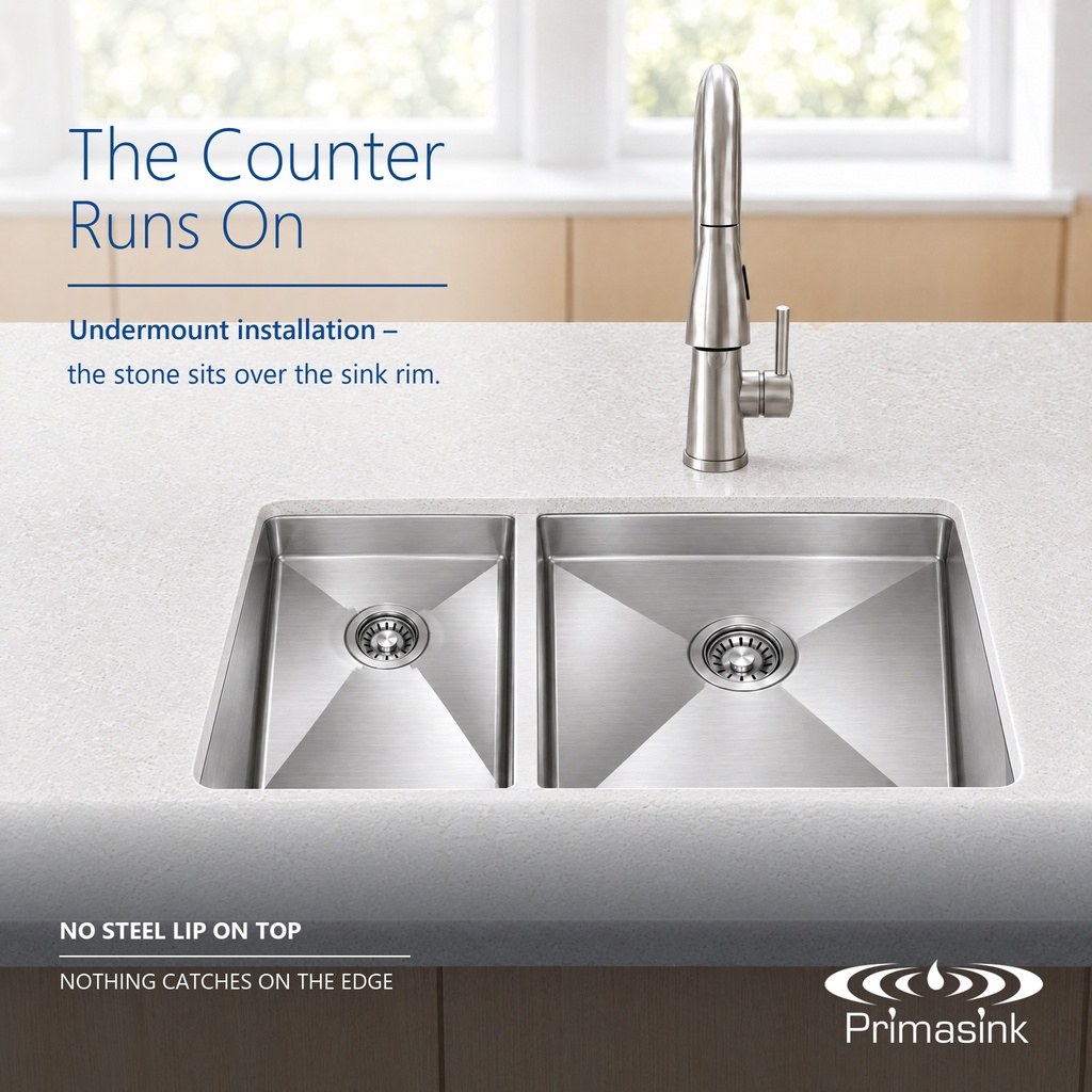 HM-3121R seamless undermount - the counter runs on