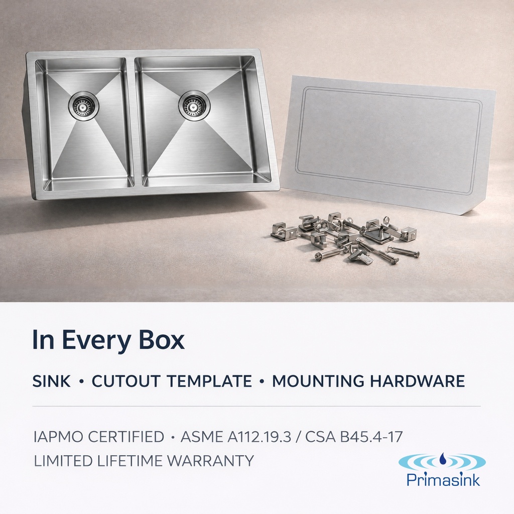 HM-3121R in every box - sink, cutout template, mounting hardware