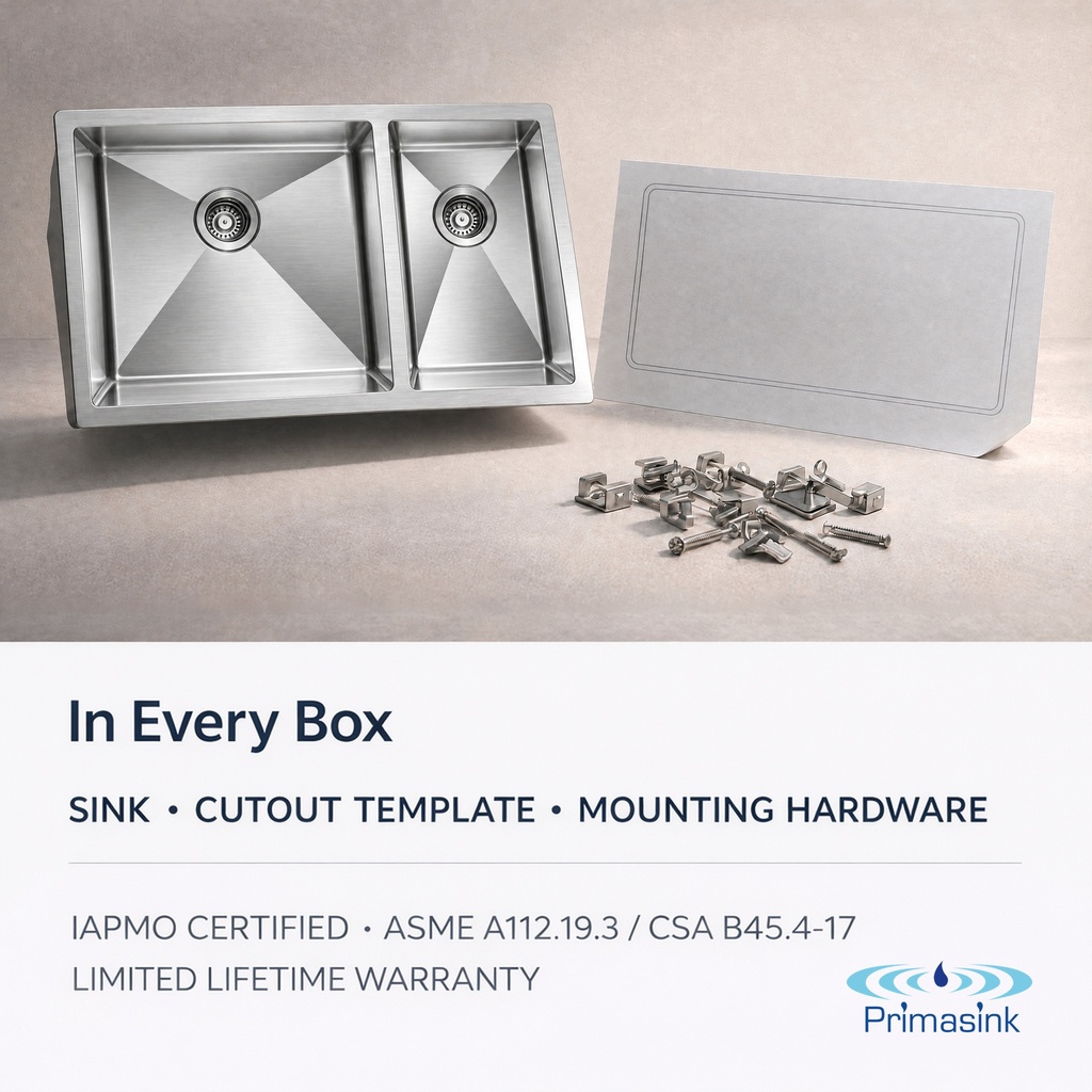 HM-3120 in every box - sink, cutout template, mounting hardware