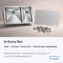 HM-3120 in every box - sink, cutout template, mounting hardware