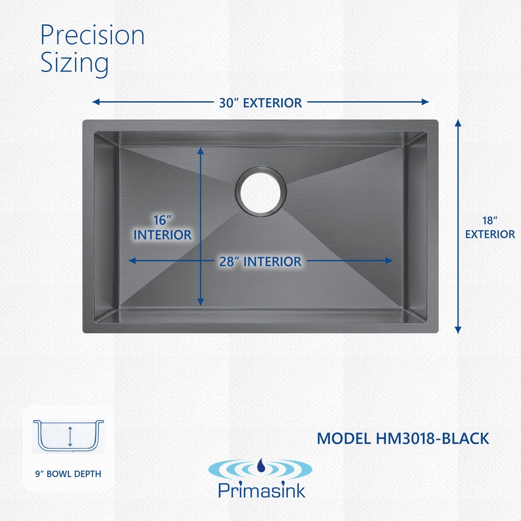 HM3018-BLACK precision sizing - dimensions