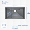 HM3018-BLACK precision sizing - dimensions