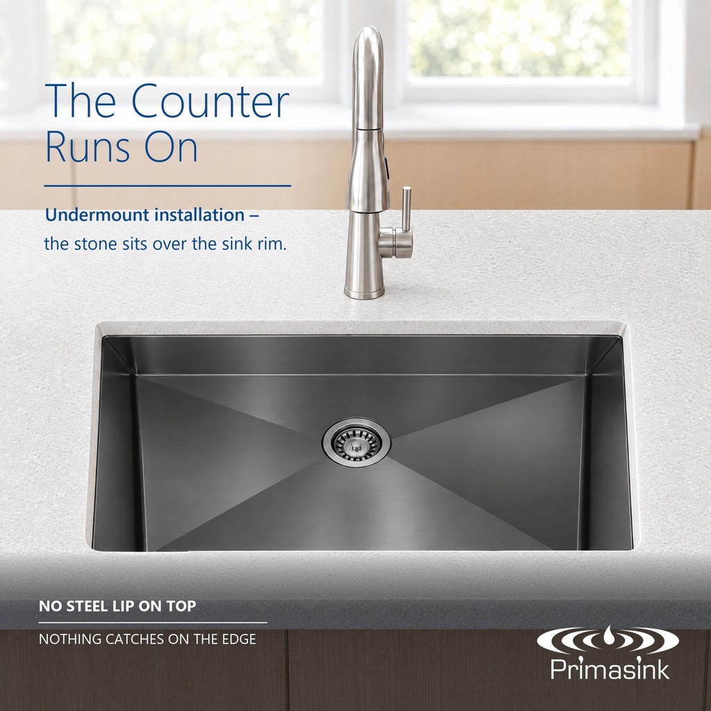 HM3018-BLACK seamless undermount - the counter runs on