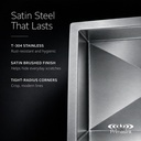 APR-3018-9 satin steel - T-304, brushed finish, tight-radius corners
