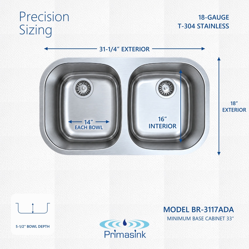 BR-3117ADA precision sizing - dimensions