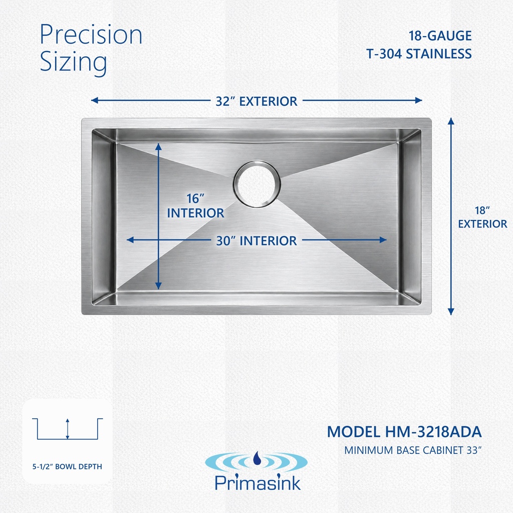 HM-3218ADA precision sizing - dimensions