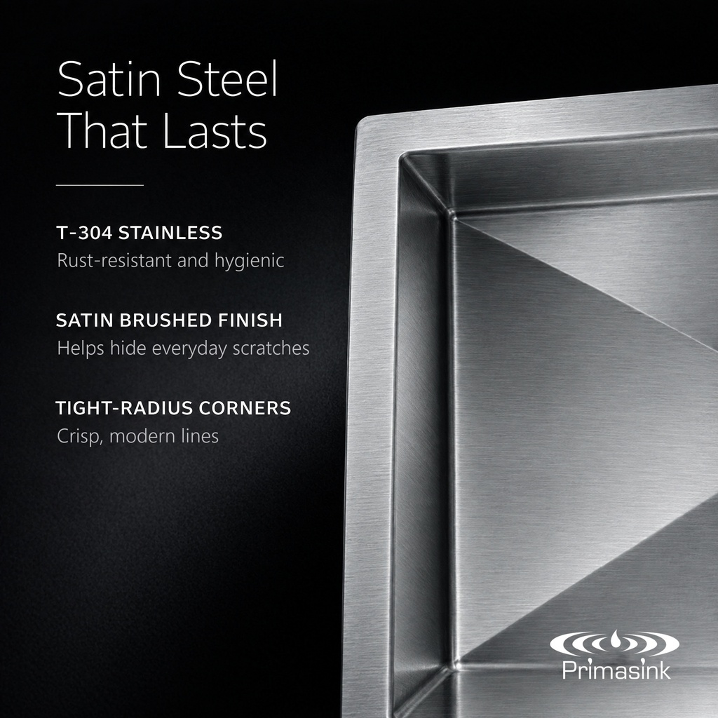 HM-2718ADA satin steel - T-304, brushed finish, tight-radius corners