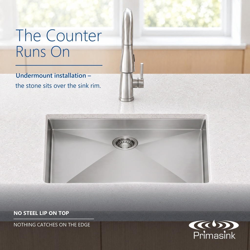HM-2718ADA seamless undermount - the counter runs on