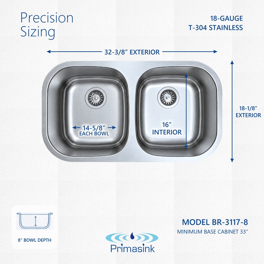 BR-3117-8 precision sizing - dimensions