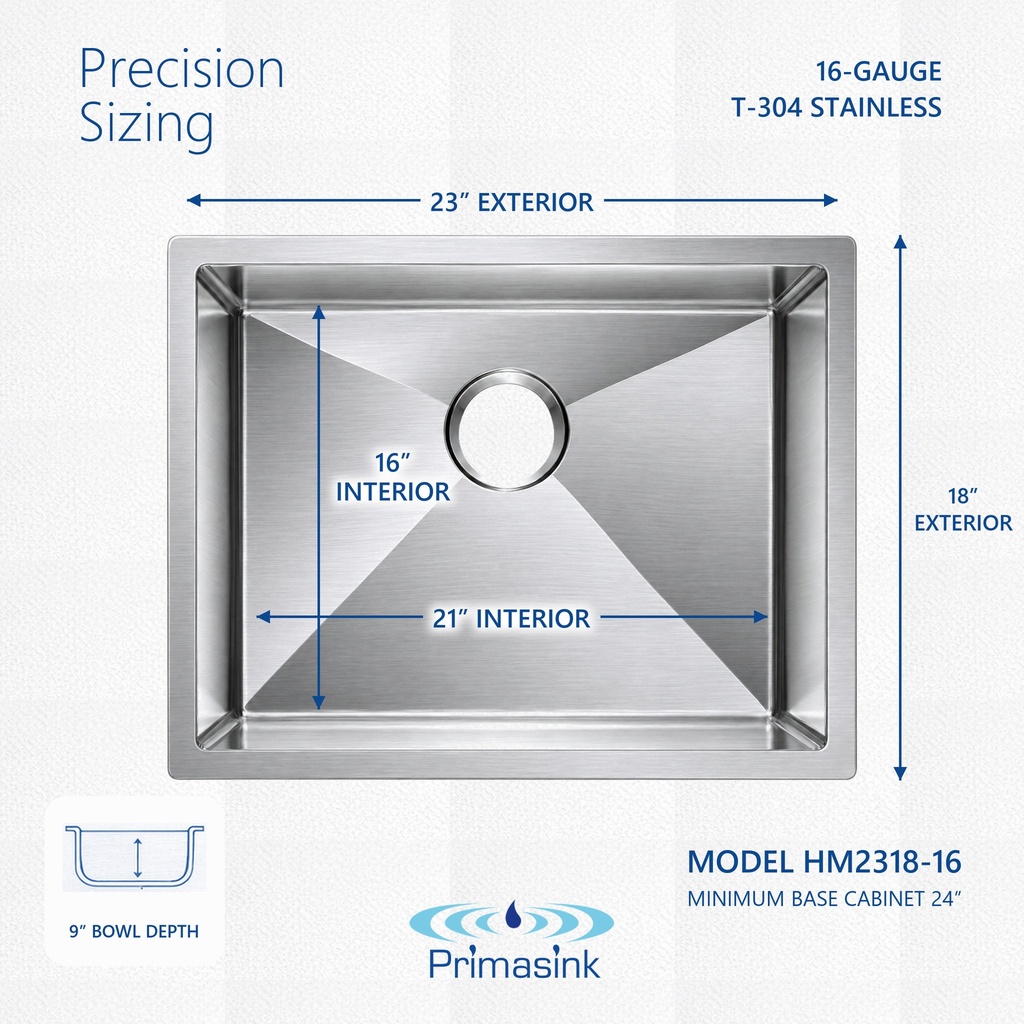 HM2318-16 precision sizing - dimensions