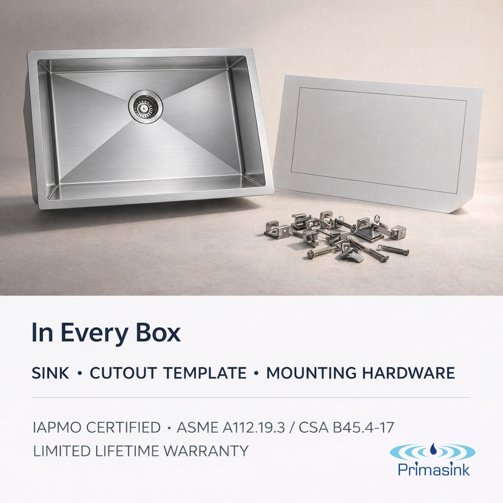 HM2318-16 in every box - sink, cutout template, mounting hardware