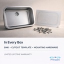 PS-2718 in every box - sink, cutout template, mounting hardware
