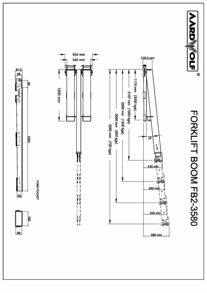 Aardwolf FB2-3580 Forklift Boom 