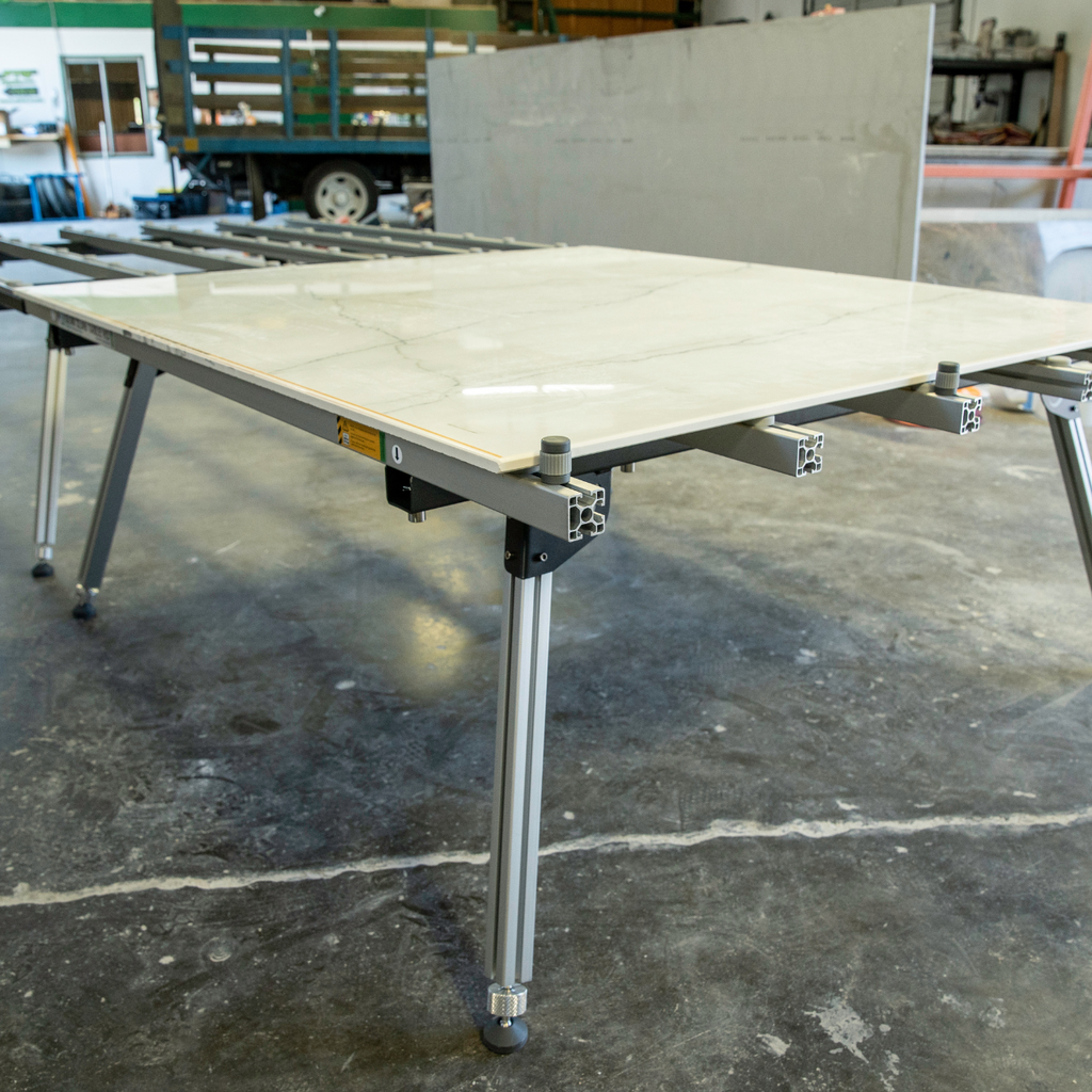 Omni Cubed S3 Slim Slab Saver Table HD  600 lb Heavy-Duty Slab Table - in use