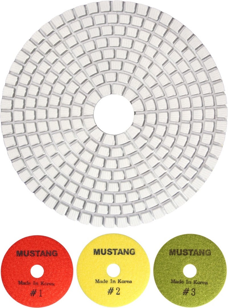Mustang 4" 3-Step White Resin Pad for Quartz/Granite