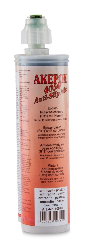 [EPOX.10581] Akemi Akepox 4050 Anti-Slip Mix Two-Component Epoxy — 400 mL Cartridge (Anthracite)