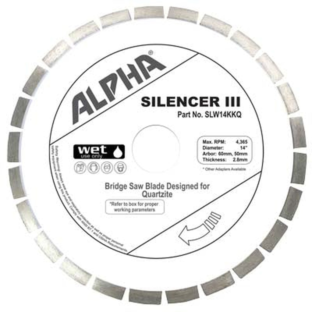 [SLW14KKQ] Alpha Silencer III Quartzite Bridge Saw Blade (14")