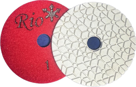 [3STRIO1] RIO 4" STEP-1 GEO Diamond Polishing Pad — Wet, Hook-and-Loop, for Granite, Quartz & Marble (Step 1)