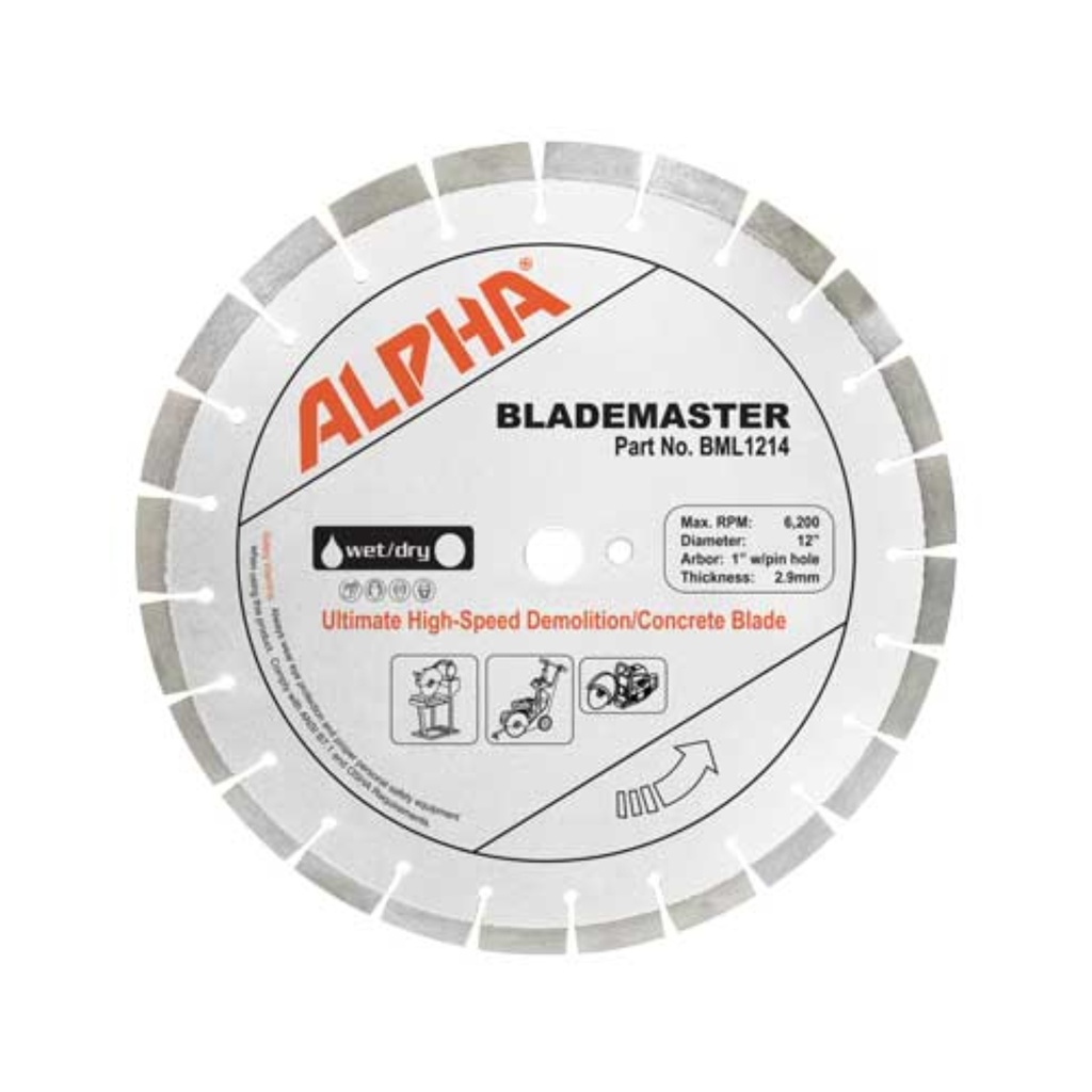 [BML1214] Alpha BladeMaster Diamond Blade for Demolition/Concrete (12")