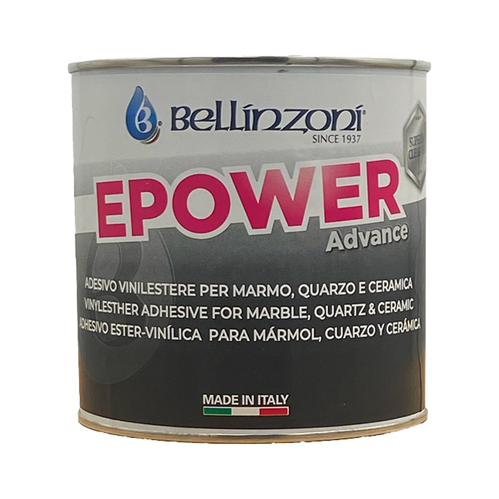[306MEPT00750] Bellinzoni Epower Advance — Translucent Knife-Grade Vinyl Ester Adhesive for Marble, Quartz & Ceramic (750 mL Kit)