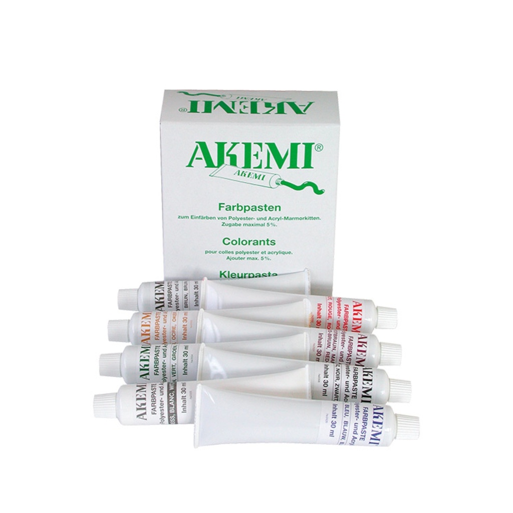 Akemi Coloring Pastes for Adhesives - Polyester, Epoxyacrylate, and PUR 8 Standard Colors (30 mL)