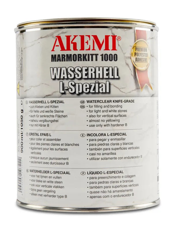 Akemi Marble Filler 1000 Transparent L-Special Waterclear - Gel-Like Knife-Grade Polyester Filler (Quart)