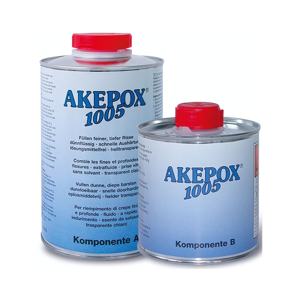 [EPOX.10676] Akemi AKEPOX® 1005 - 2-Component Highly Liquid Epoxy Filler (24 h Hardening, Foodsafe, 4:1 Mixing Ratio, Transparent)