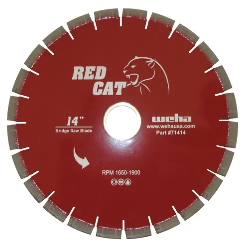 WEHA RED CAT 16" DIAMOND BRIDGE SAW BLADE FOR GRANITE, QUARTZ, QUARTZITE, MARBLE
