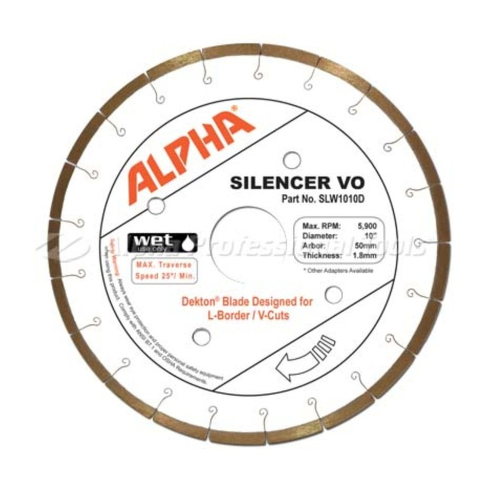 [SLW107PG] Alpha Silencer VO Silent Core V/O-CUTTING Blade (10", Granite/Quartz Surfaces)