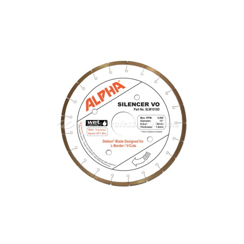 Alpha Silencer VO Silent Core V/O-CUTTING Blade (10", Granite/Quartz Surfaces)