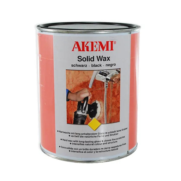 Akemi Solid Wax Black - Solvent-Based Polishing Agent for Stone (Quart)