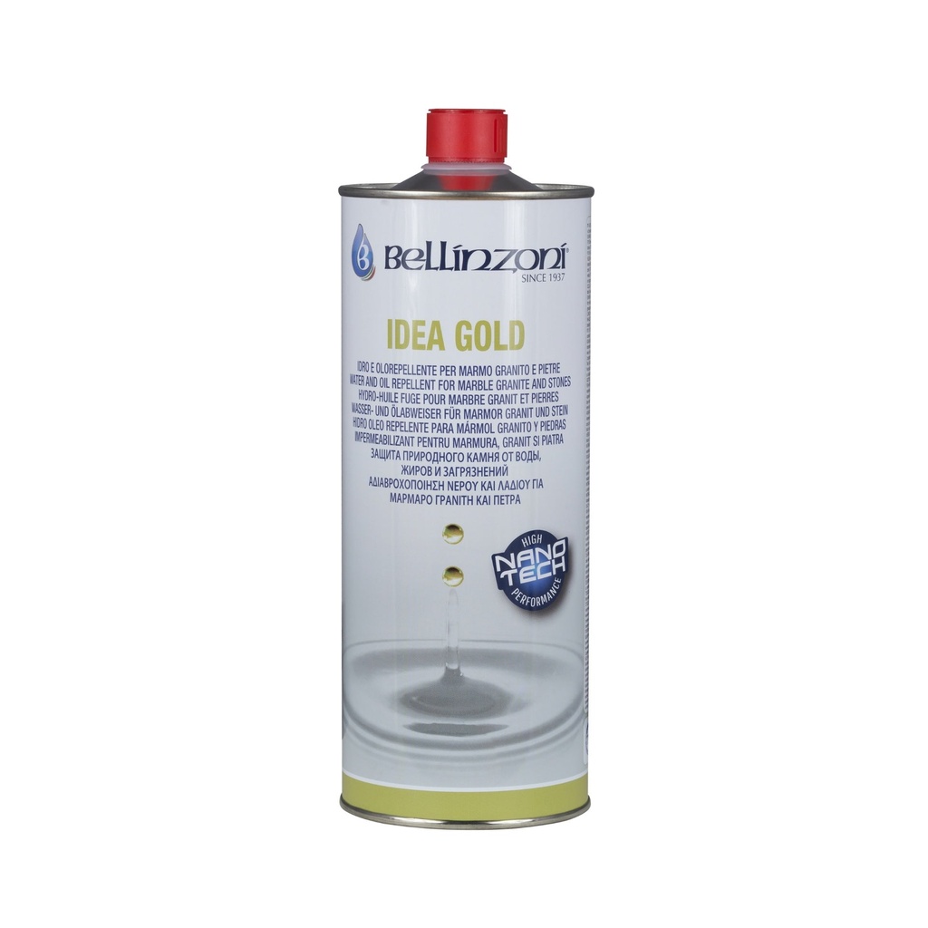 [083CGOLD001] Bellinzoni Idea Gold — Solvent-Based Nanotech Anti-Stain & Hydro/Oil-Repellent Protector, Natural Look (1 L)