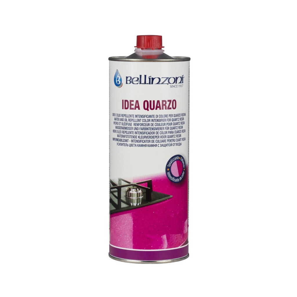 [088CQZ001] Bellinzoni Idea Quarzo — Solvent-Based Nanotech Color Enhancer & Anti-Stain Protector for Quartz & Engineered Stone (1 L)