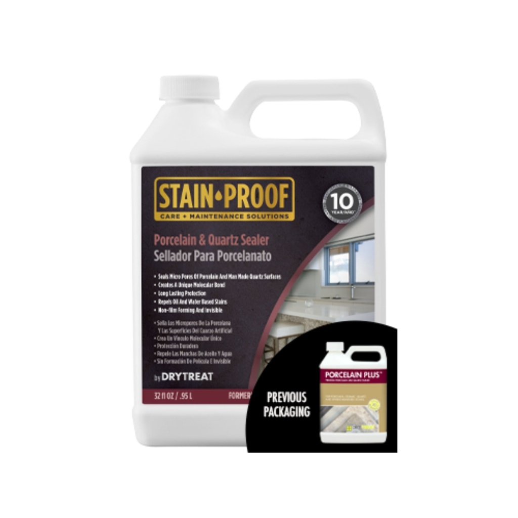 [DTPP] Dry-Treat STAIN-PROOF Porcelain & Quartz Sealer (Porcelain Plus) — Nano Sealer for Polished Porcelain & Quartz, Quart
