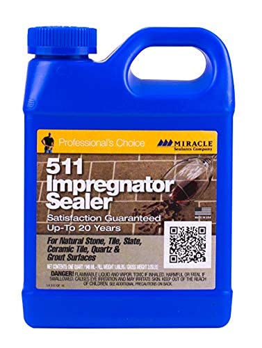 [MIRIMP] Miracle Sealants 511 Impregnator — Invisible Penetrating Sealer for Granite, Porcelain, Stone & Grout, Quart