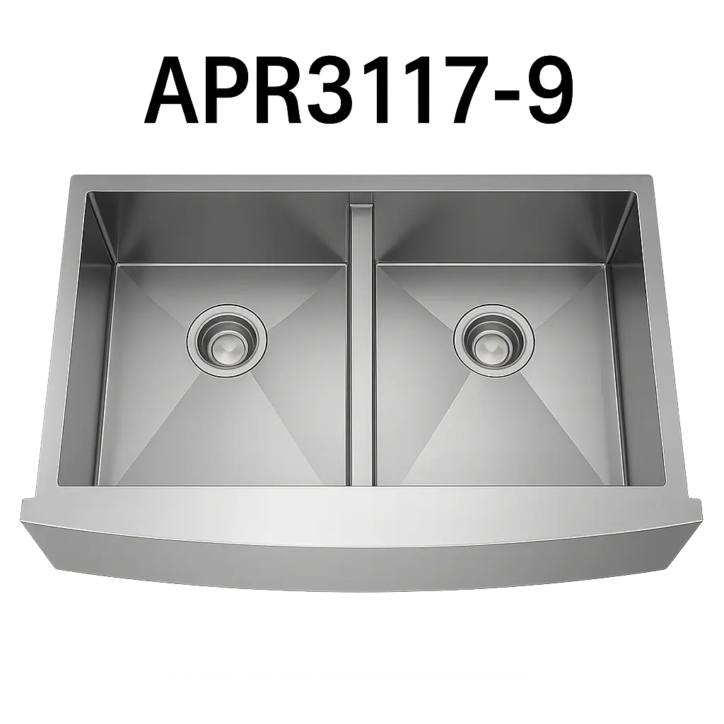 [APR3117-9] APR-3117-9 - Double Bowl Farm Sink Fits 36" Cab. (9" Apron - 34" x 21-1/4" x 9")